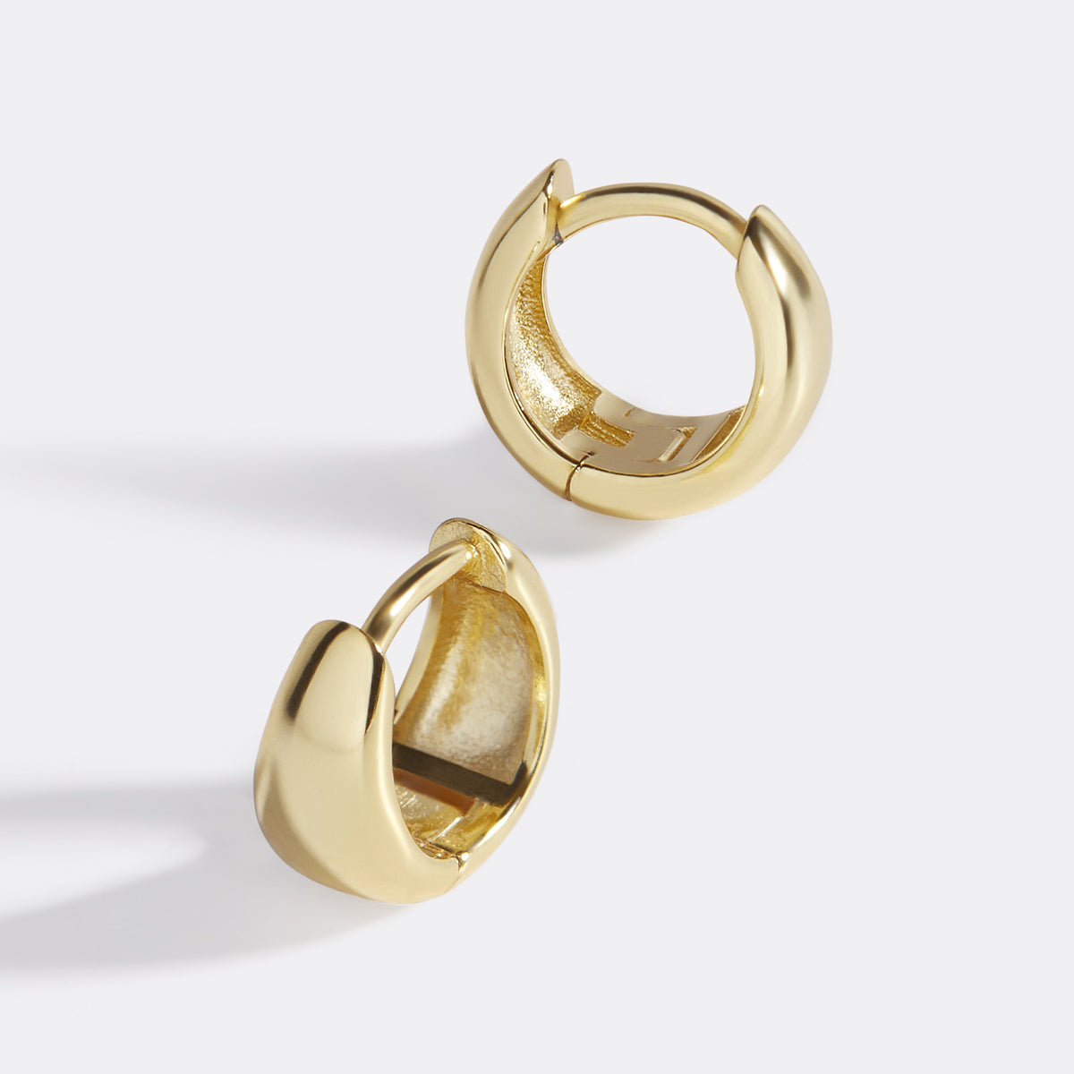 Teardrop Huggie Hoop Earrings in gold tone