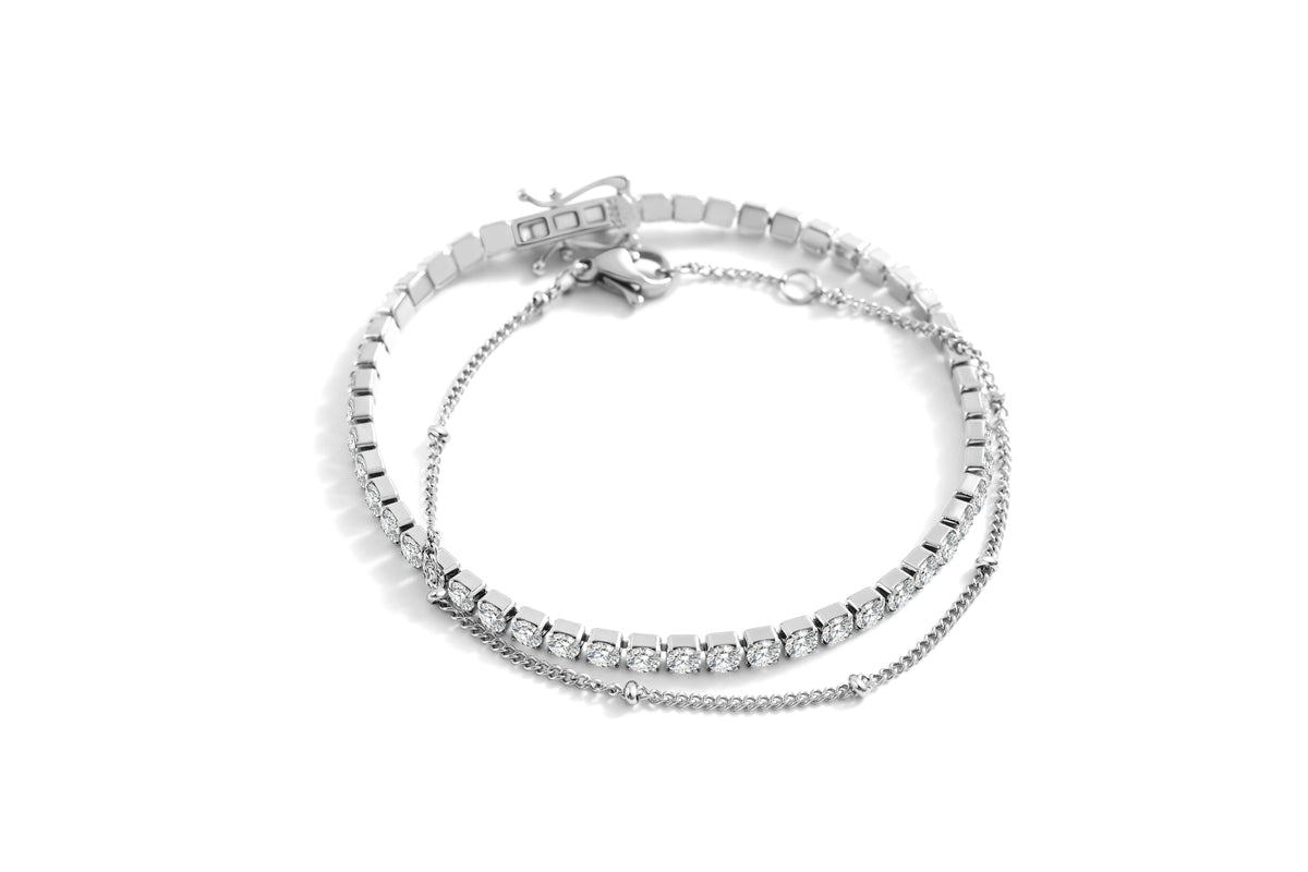Pacchetto Bracciale Tennis e Bracciale Catena Satellite