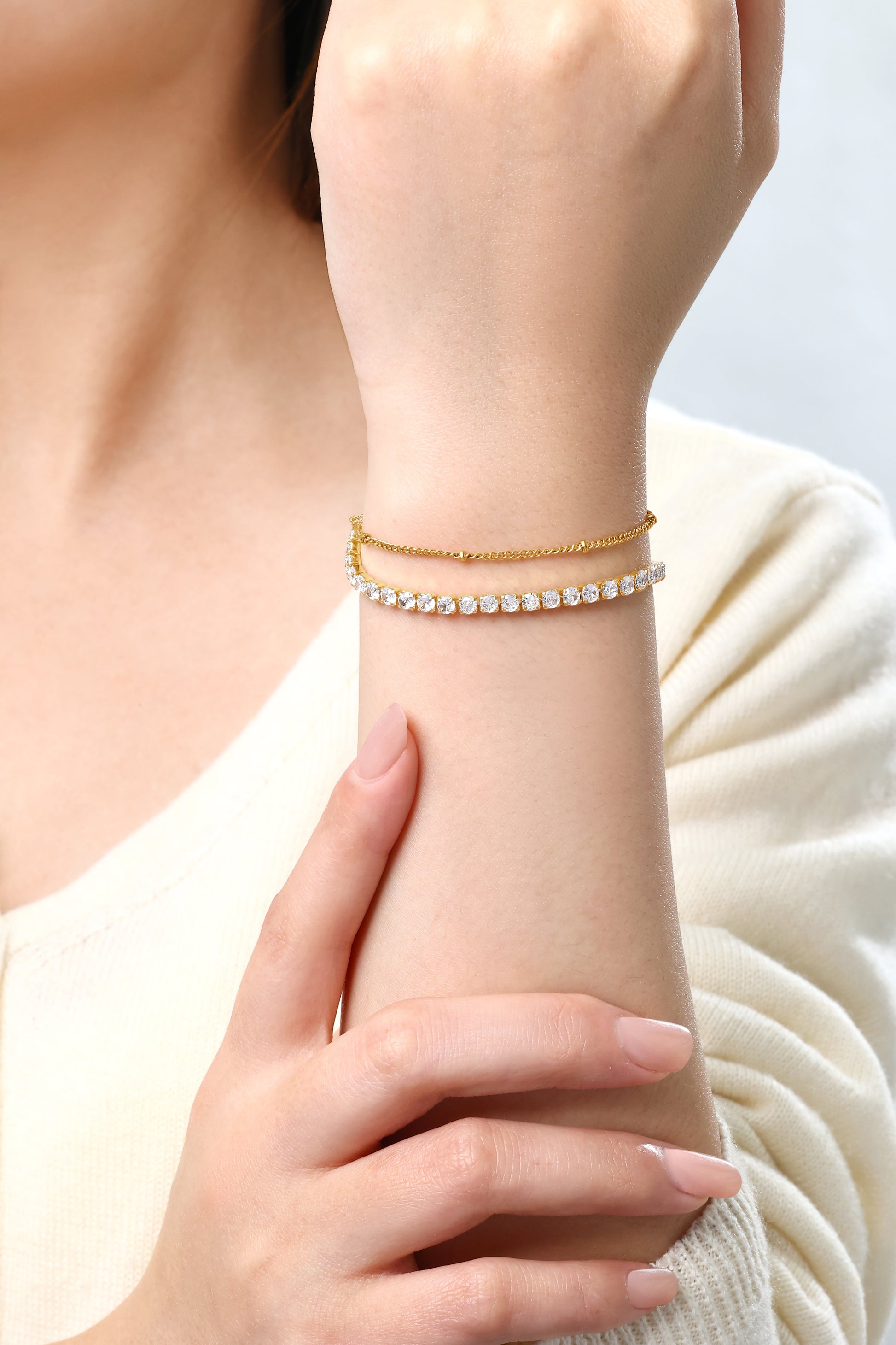 Pacchetto Bracciale Tennis e Bracciale Catena Satellite