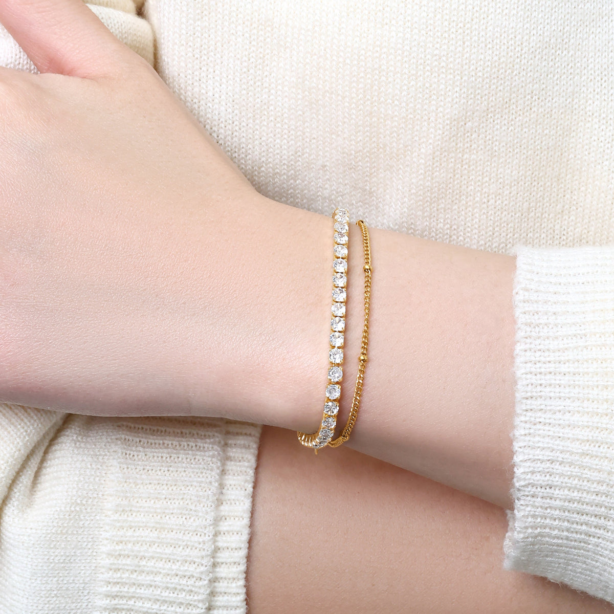 Pacchetto Bracciale Tennis e Bracciale Catena Satellite