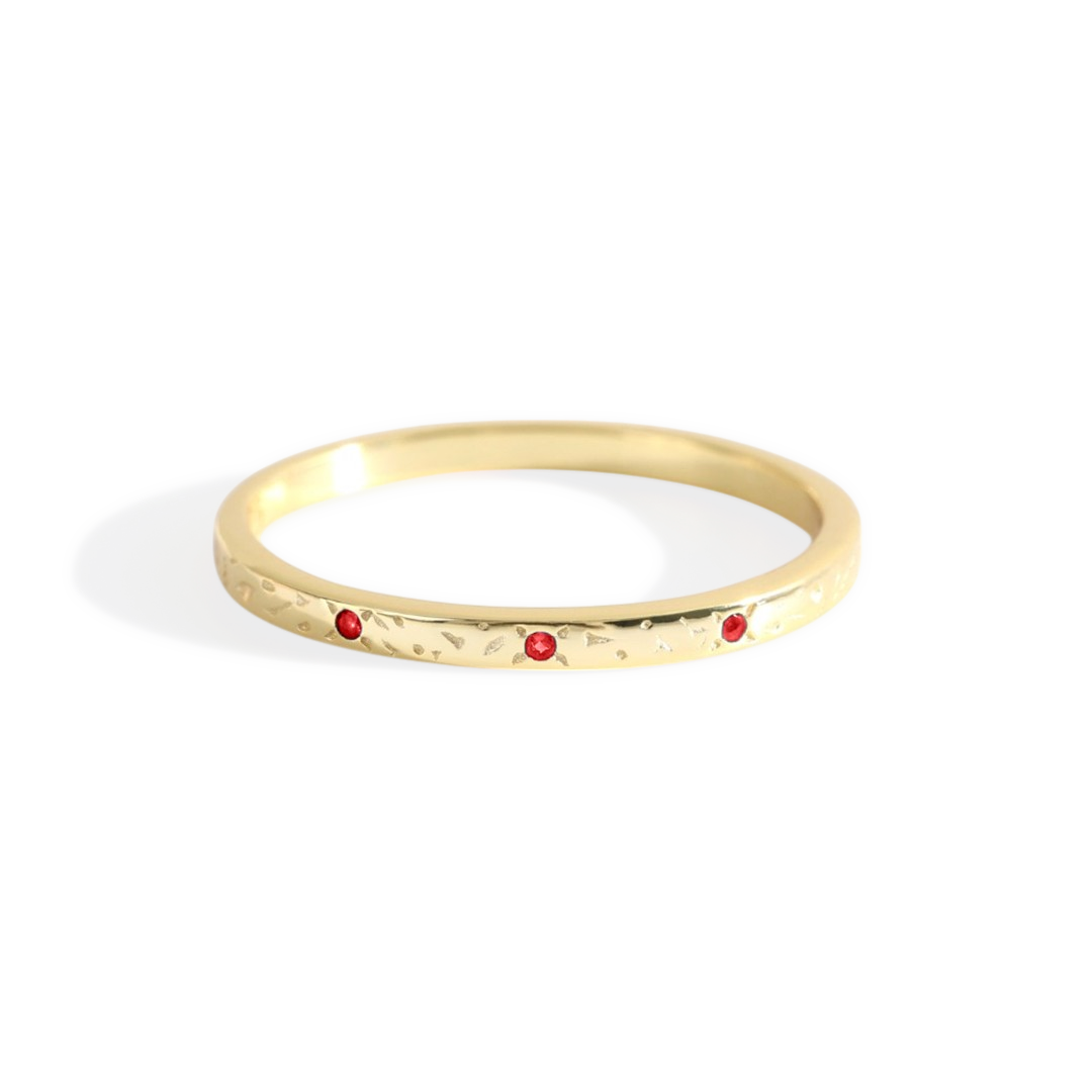 Narrow Textured Gold Birthstone Band ring — Vanny Jewels