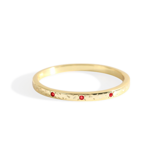 Narrow Textured Gold Birthstone Band ring — Vanny Jewels