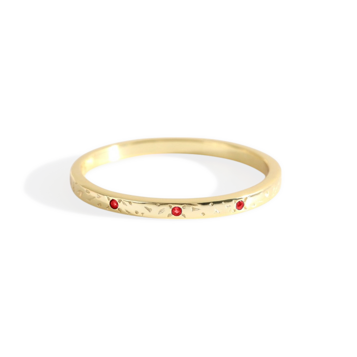 Narrow Textured Gold Birthstone Band ring — Vanny Jewels