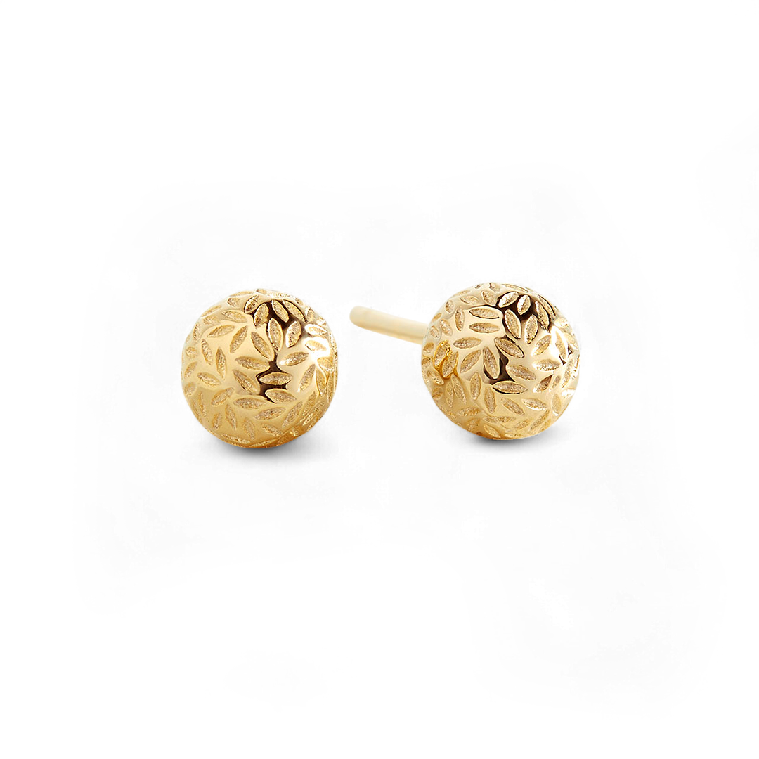 Textured Gold Ball Studs earrings — Vanny Jewels