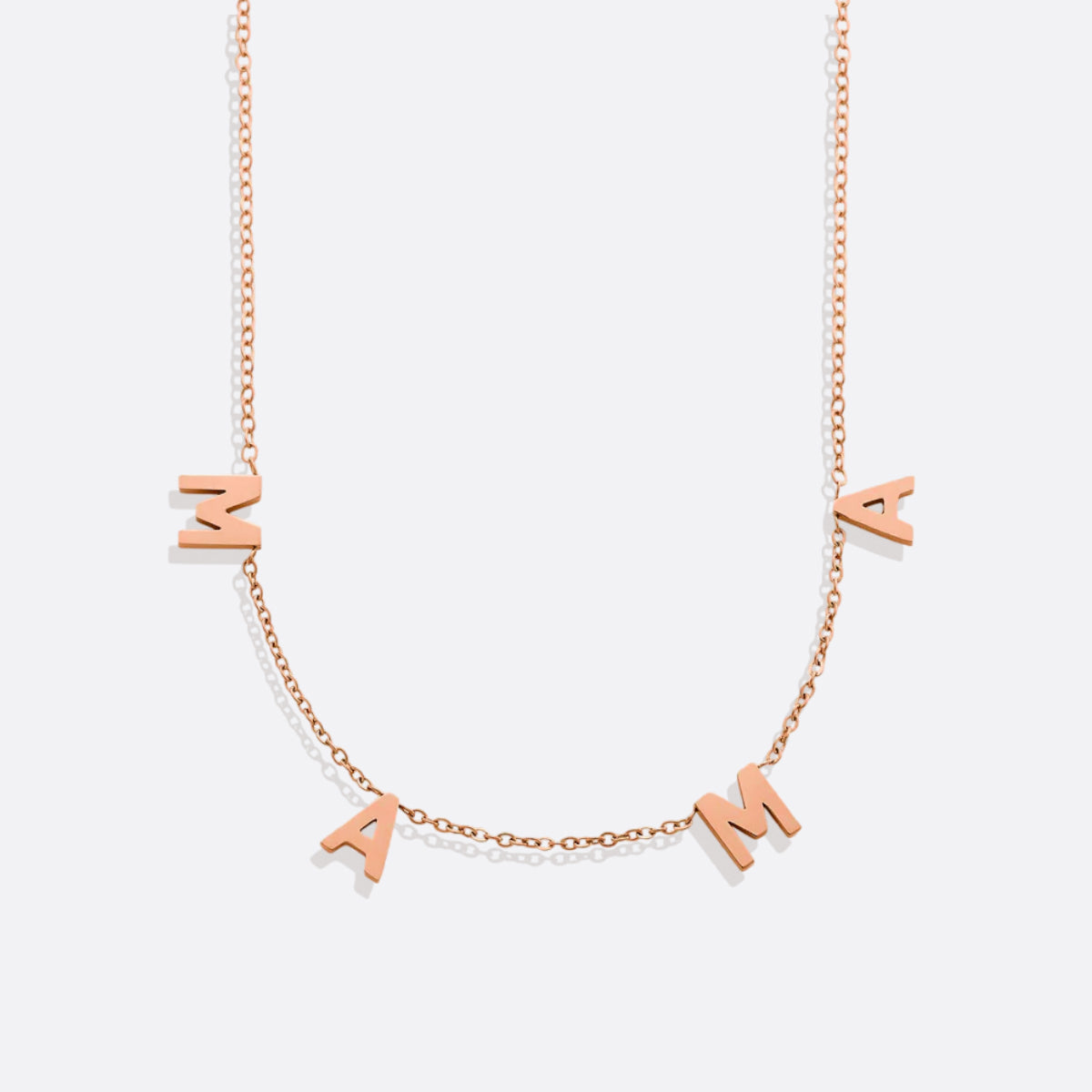 The MAMA Letter Necklace in rose gold tone