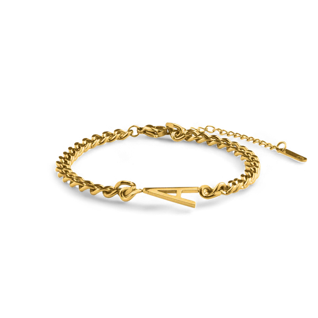 The Skinny Initial Bracelet in Stainless Steel — Vanny Jewels
