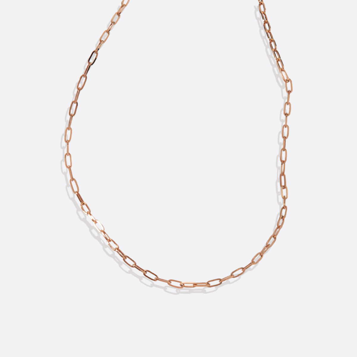 Thin Paperclip Necklace in rose gold tone