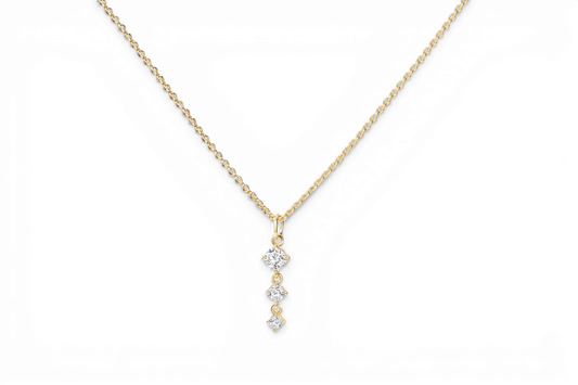 Three Stone Drop Pendant Necklace — Vanny Jewels