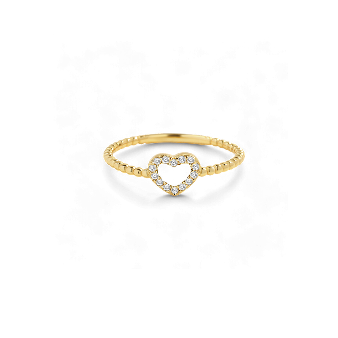 Anello a Fascia con Cuore in Gemma Minuscola