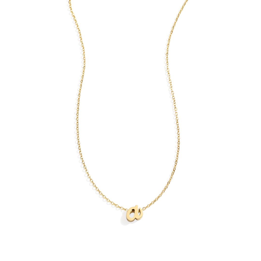 Tiny Script Initial Necklace — Vanny Jewels
