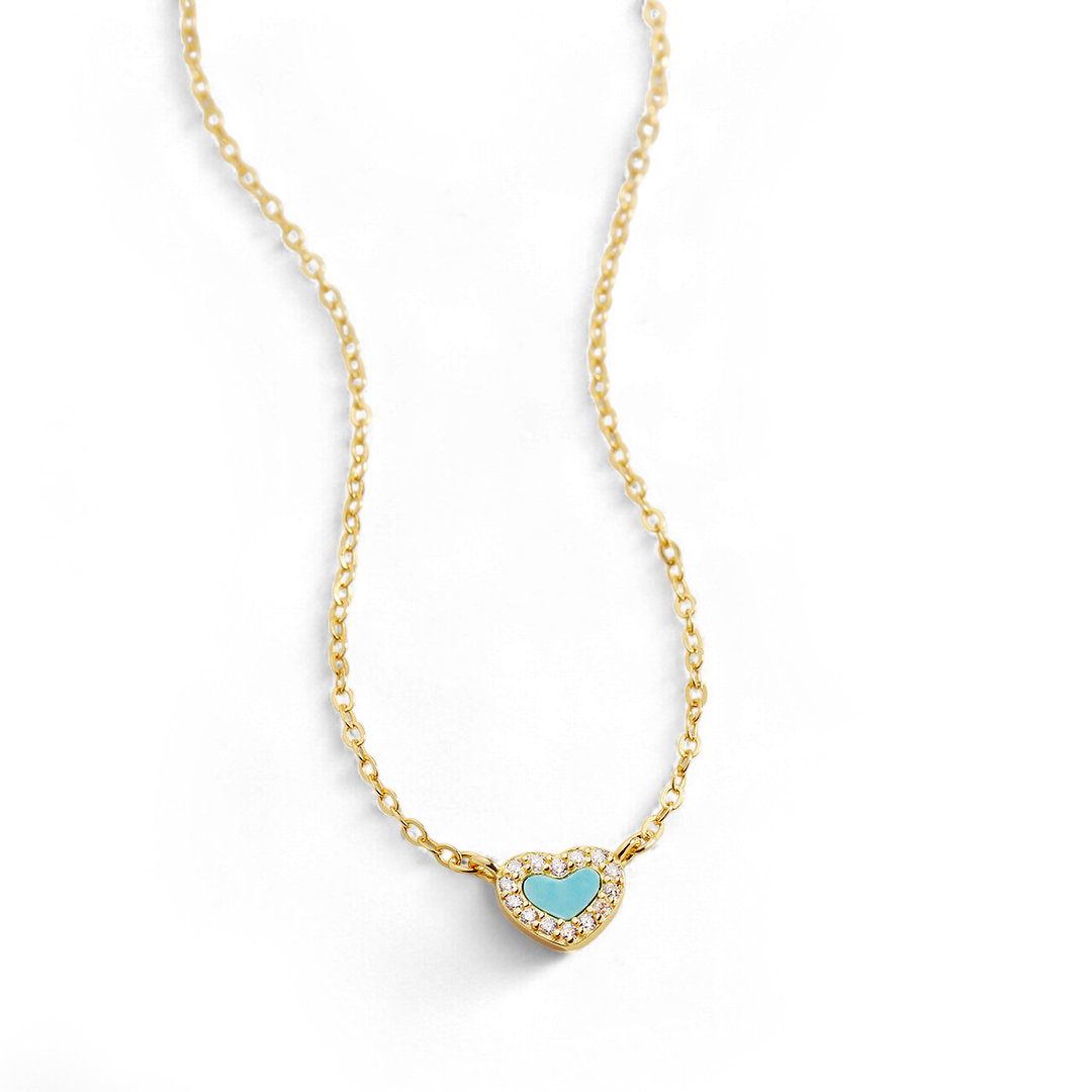Tiny Turquoise Heart Choker necklace — Vanny Jewels