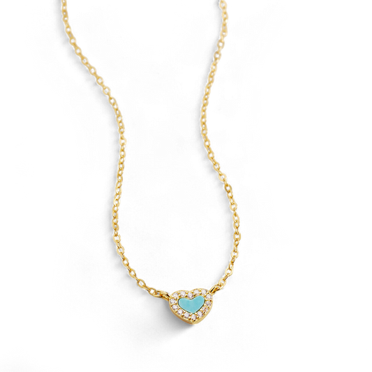 Tiny Turquoise Heart Choker necklace — Vanny Jewels