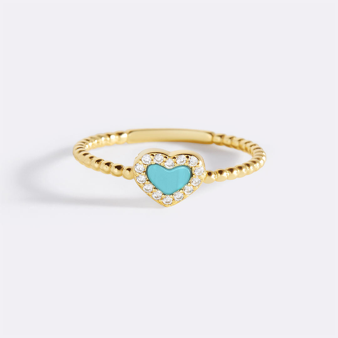 Anello a Fascia con Cuore in Gemma Minuscola