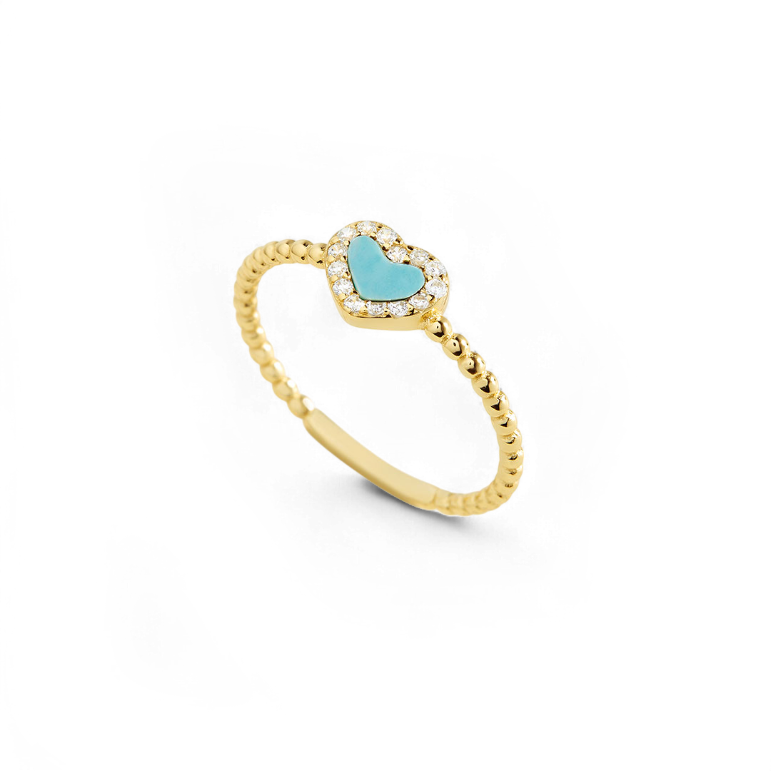 Tiny Gemstone Heart Stacking Ring — Vanny Jewels