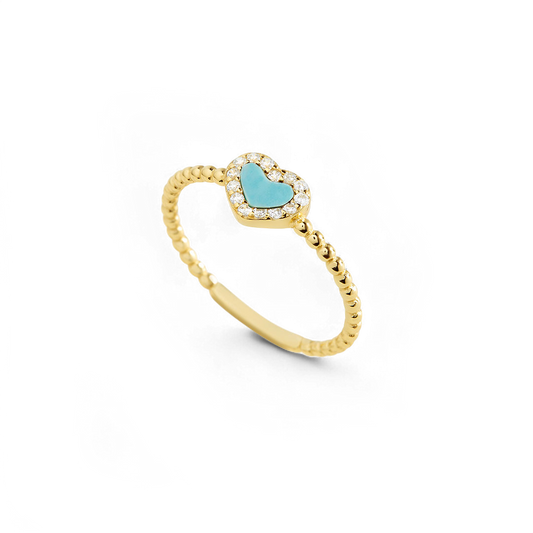 Tiny Gemstone Heart Stacking Ring — Vanny Jewels