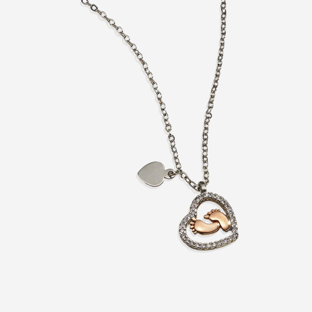 Collana Pendente a Cuore con Piedini di Neonato "Alla Mia Mamma"