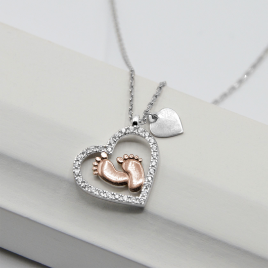 Collana Pendente a Cuore con Piedini di Neonato "Alla Mia Mamma"