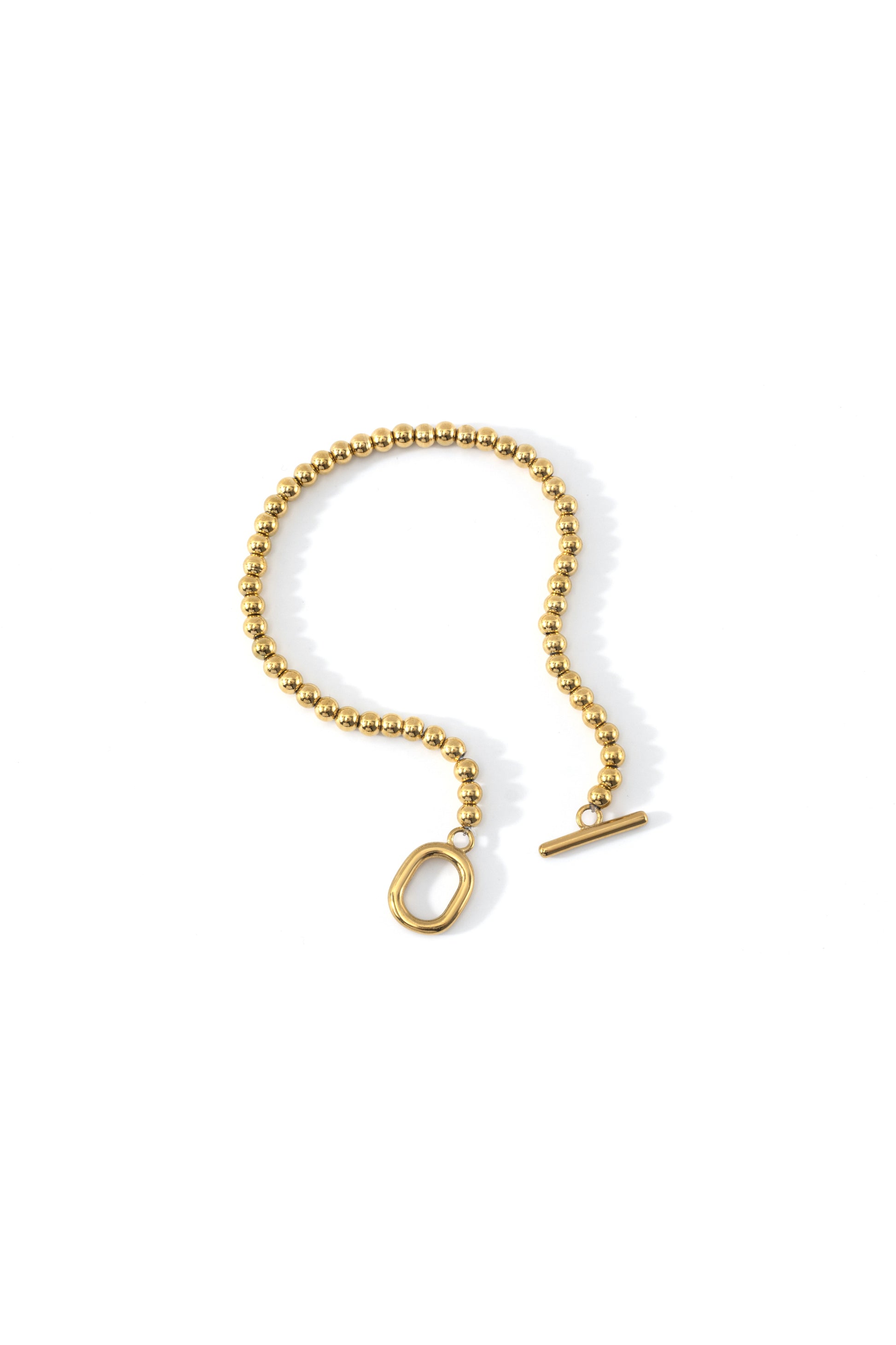 Toggle Clasp Beaded Bracelet, flat lay detail