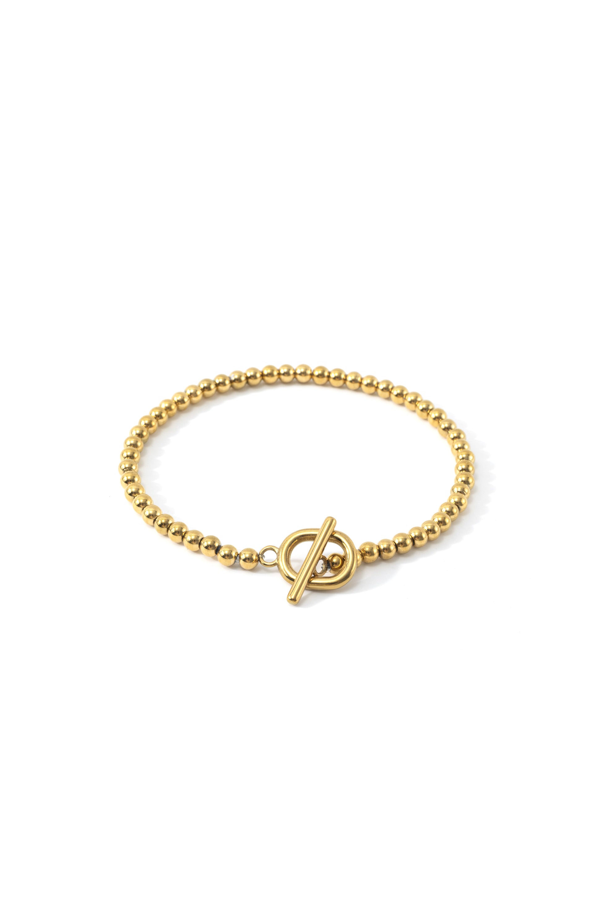 Toggle Clasp Beaded Bracelet in gold tone