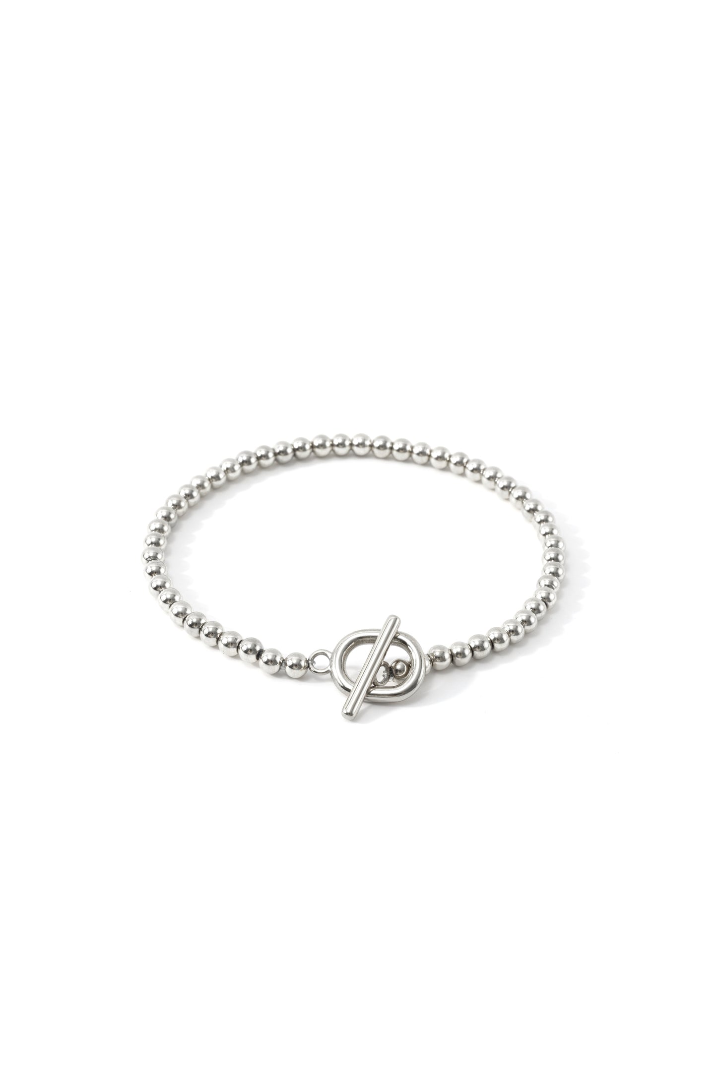 Toggle Clasp Beaded Bracelet in 925 sterling silver