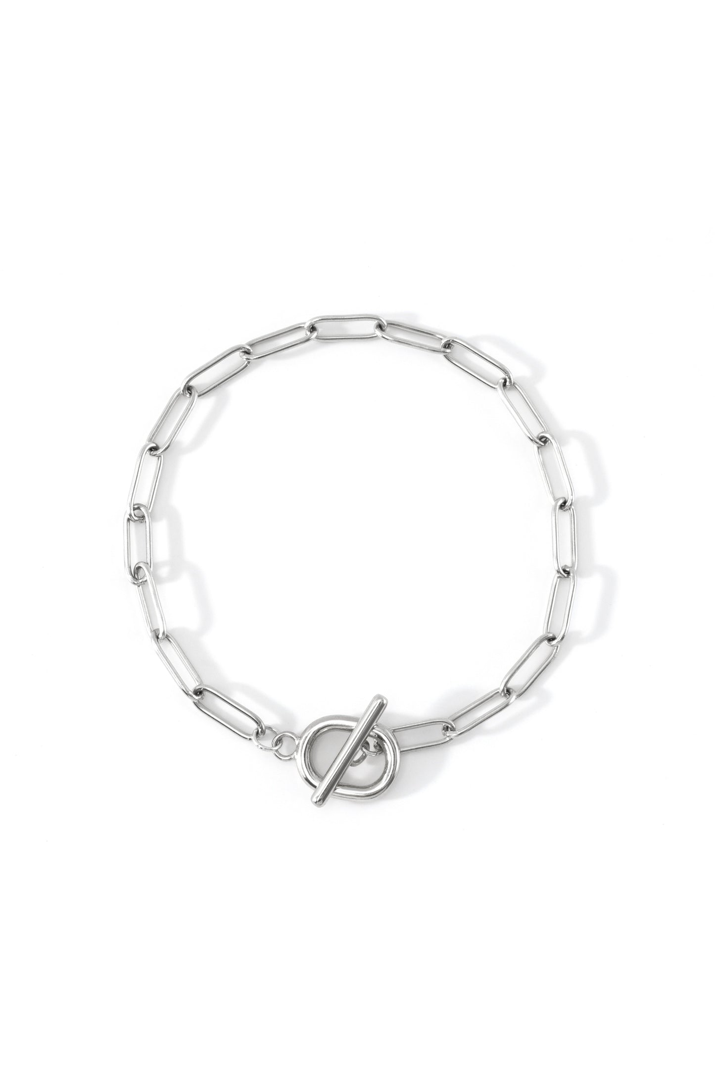 Toggle Clasp Paperclip Chain Bracelet in 925 sterling silver