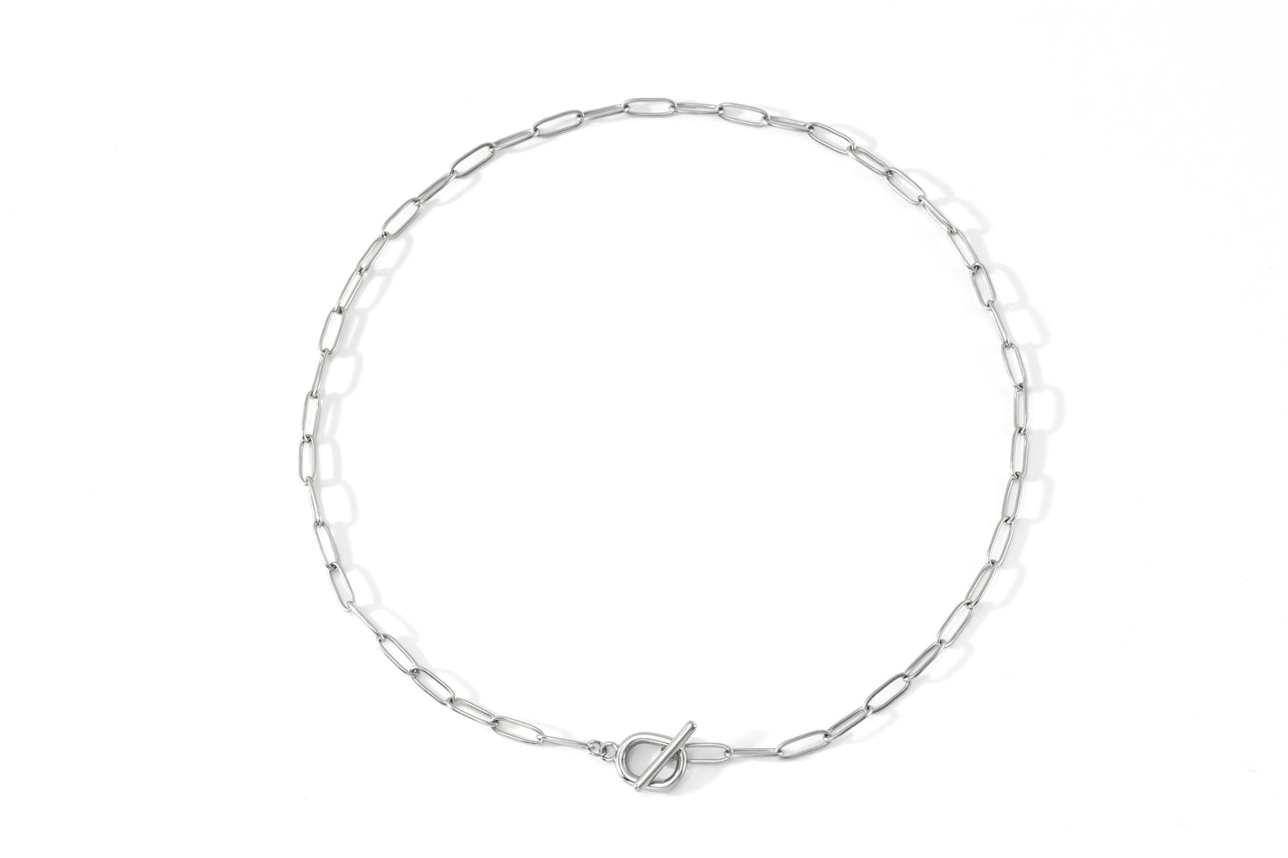 Toggle Clasp Paperclip Chain Necklace in 925 sterling silver