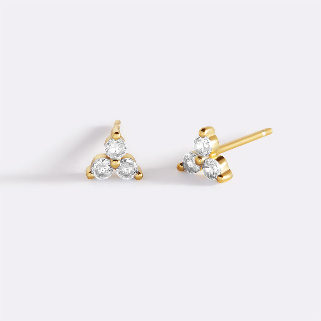 Trinity Birthstone Stud Earrings with April birthstone