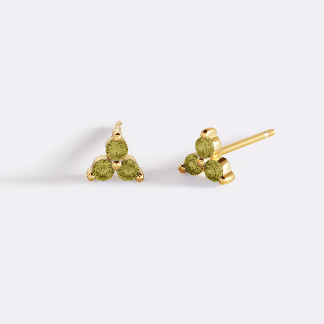 Trinity Birthstone Stud Earrings with August birthstone