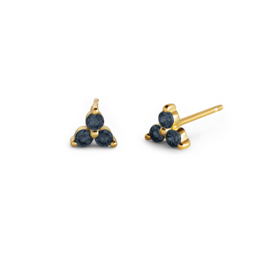Trinity Birthstone Stud Earrings with December birthstone