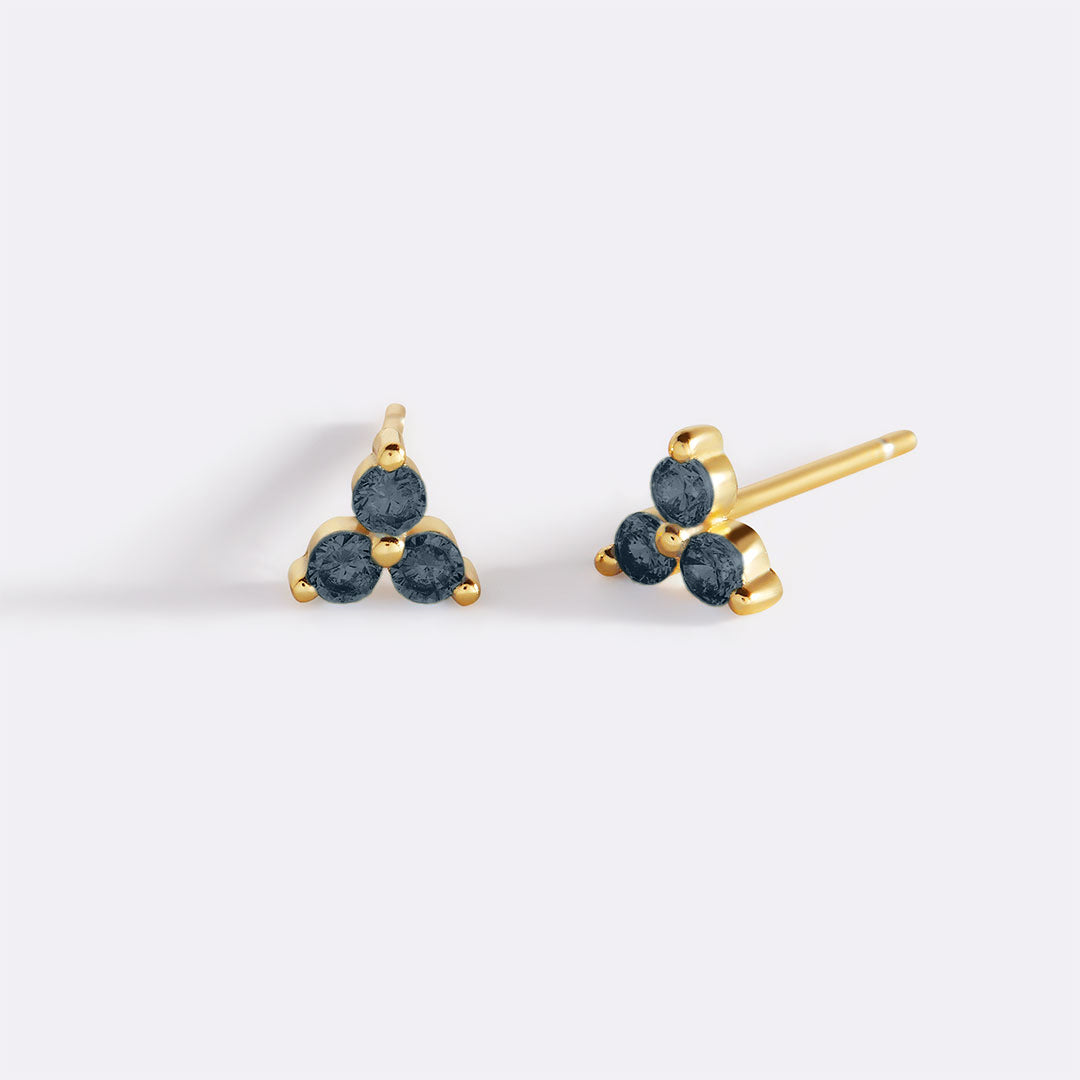 Trinity Birthstone Stud Earrings with December birthstone