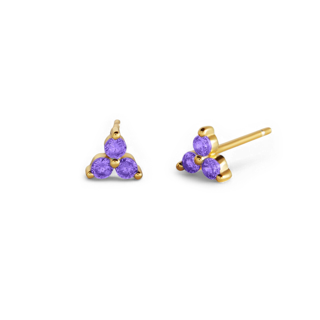 Trinity Birthstone Stud Earrings with June birthstone