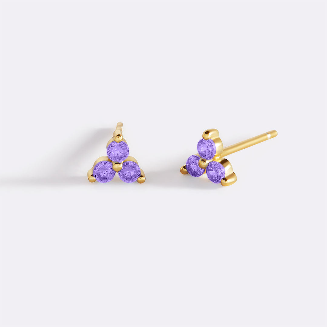 Trinity Birthstone Stud Earrings with June birthstone