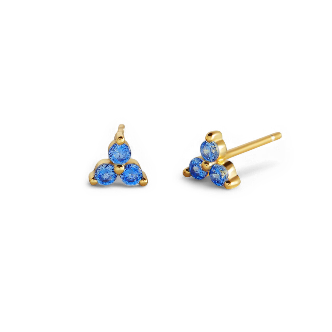Trinity Birthstone Stud Earrings with March birthstone