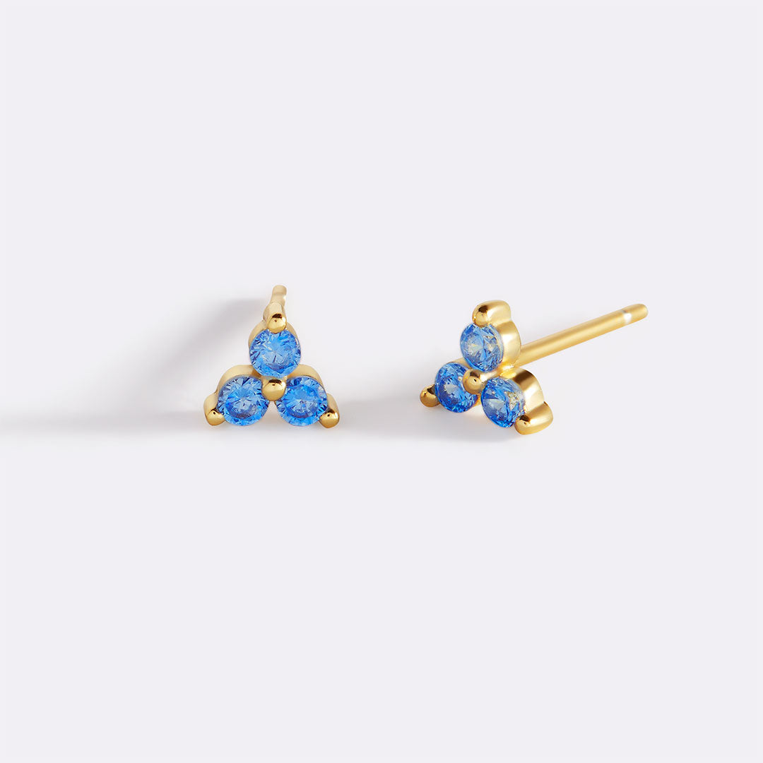 Trinity Birthstone Stud Earrings with March birthstone