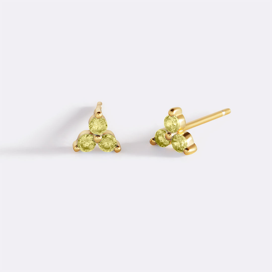 Trinity Birthstone Stud Earrings with November birthstone