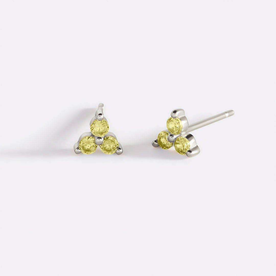 Trinity Birthstone Stud Earrings in 925 sterling silver with November birthstone