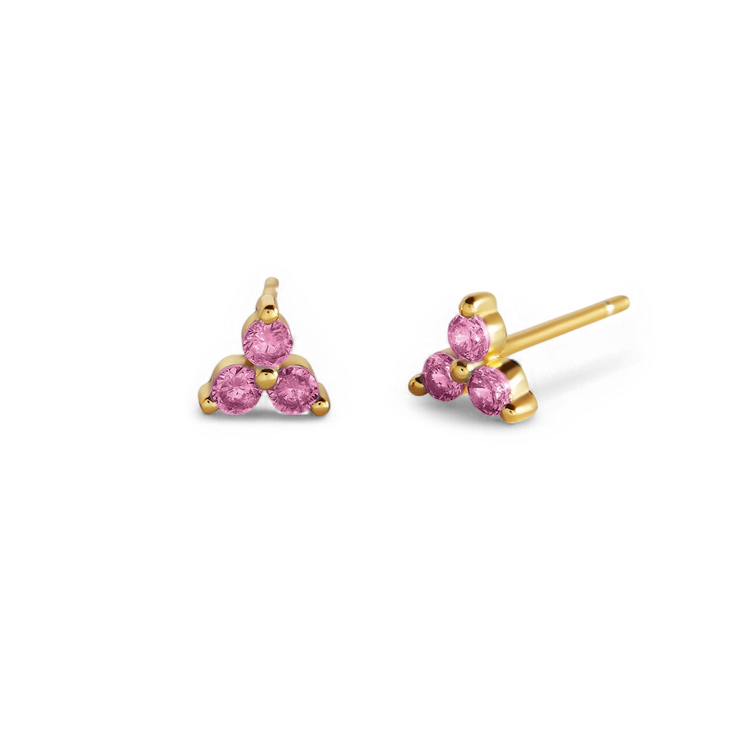 Trinity Birthstone Stud Earrings with October birthstone