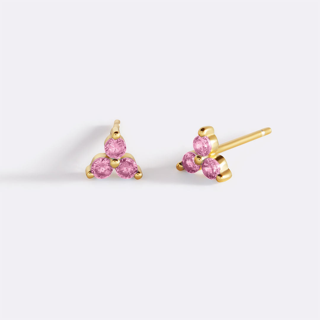 Trinity Birthstone Stud Earrings with October birthstone