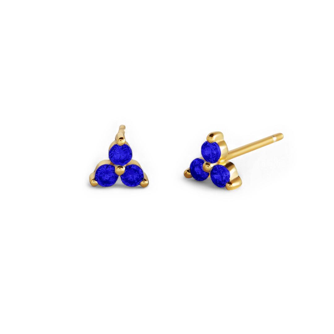 Trinity Birthstone Stud Earrings with September birthstone