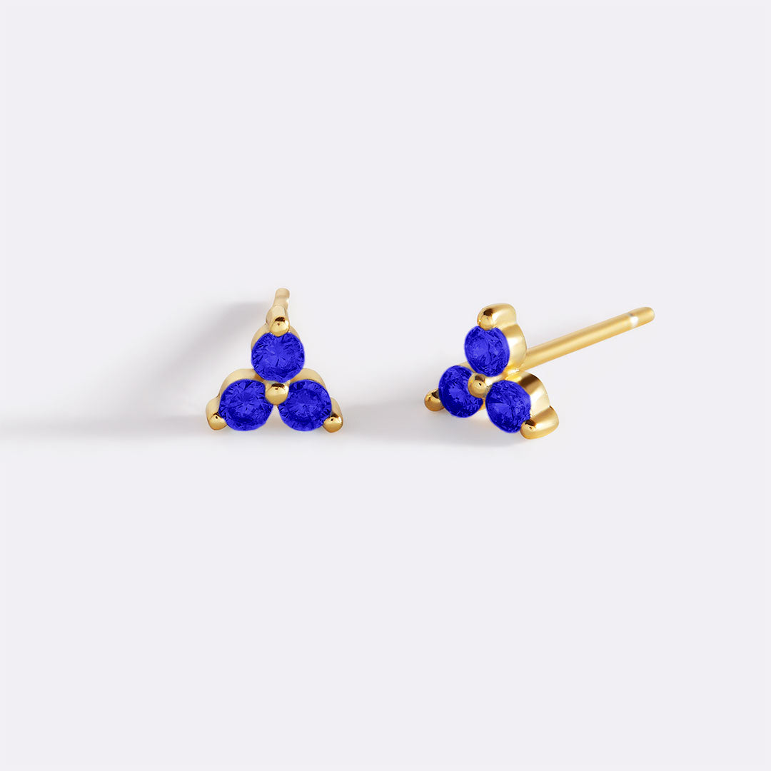 Trinity Birthstone Stud Earrings with September birthstone
