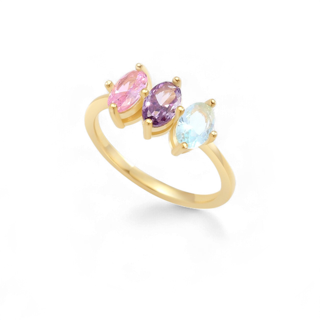 Geburtsstein-Ring im Marquise-Schliff