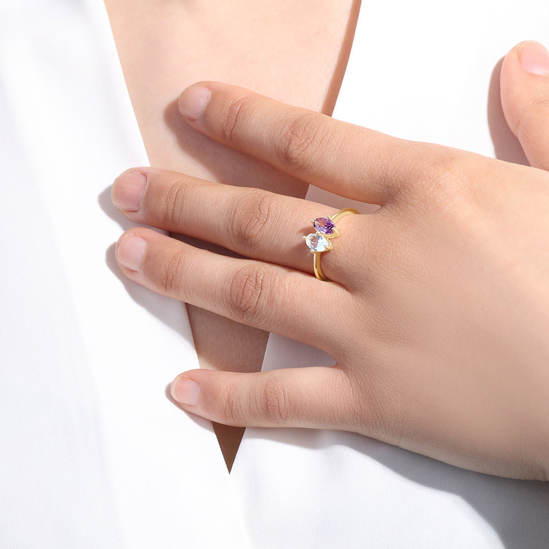 Geburtsstein-Ring im Marquise-Schliff