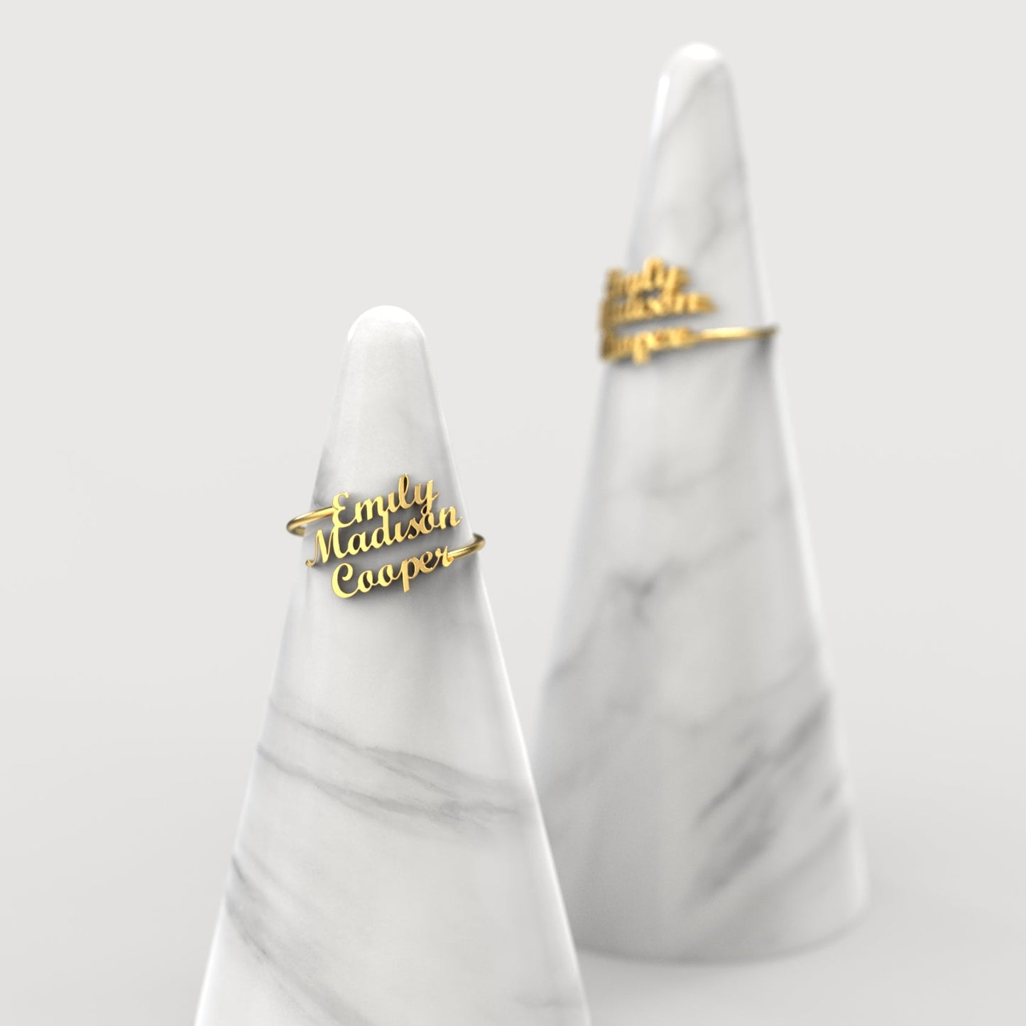Triple Name Ring in gold tone