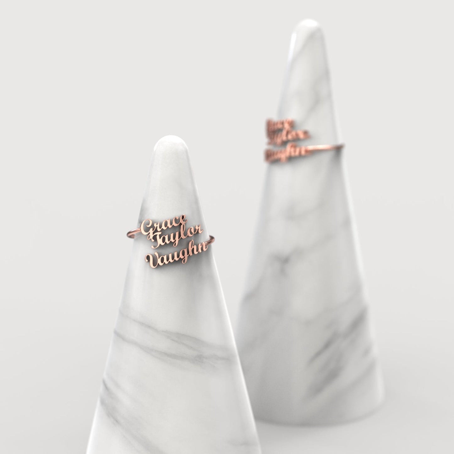Triple Name Ring in rose gold tone