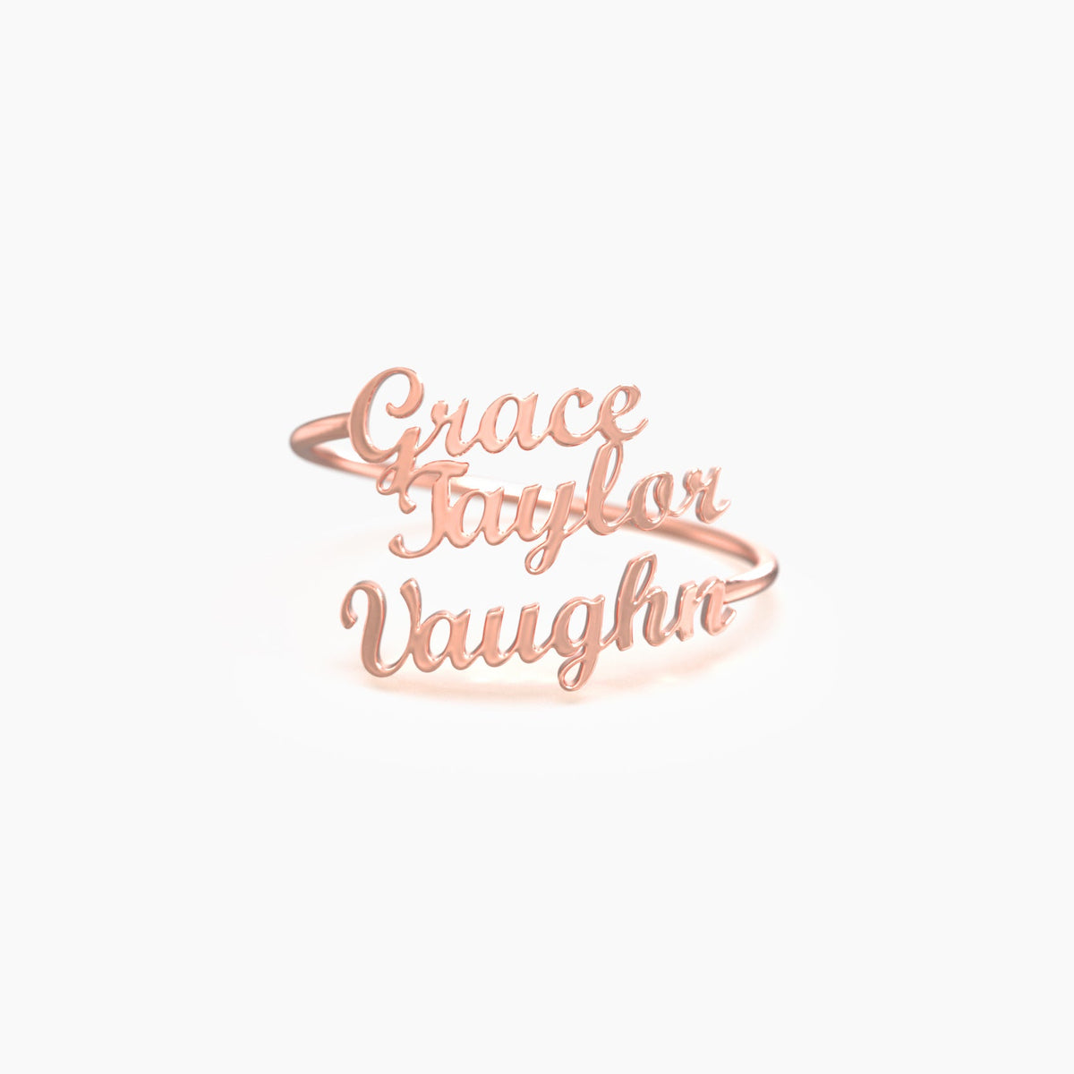 Triple Name Ring in rose gold tone