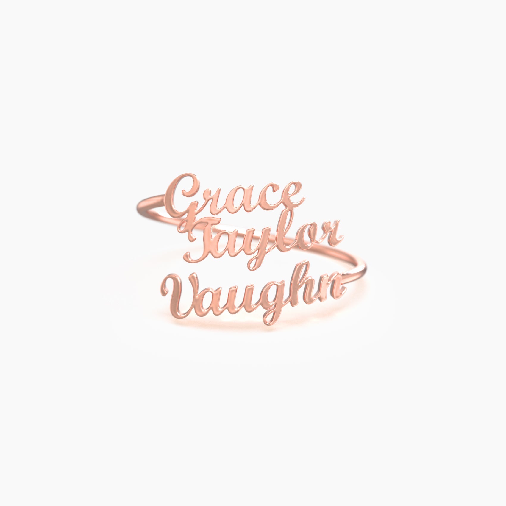 Triple Name Ring in rose gold tone