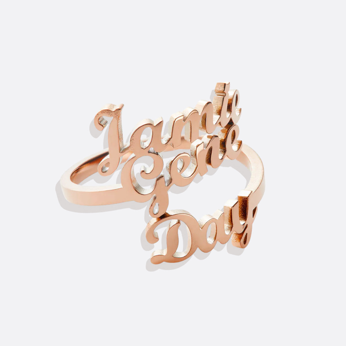 Triple Name Ring in rose gold tone