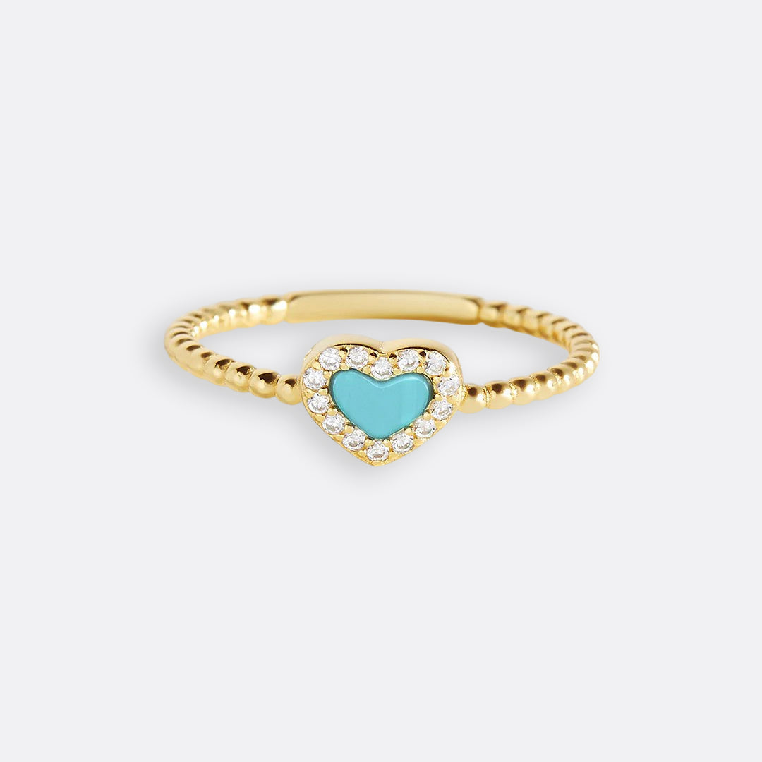 Anello a Fascia con Cuore in Gemma Minuscola