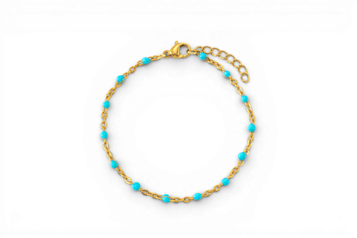 Turquoise Beaded Station Bracelet — Vanny Jewels
