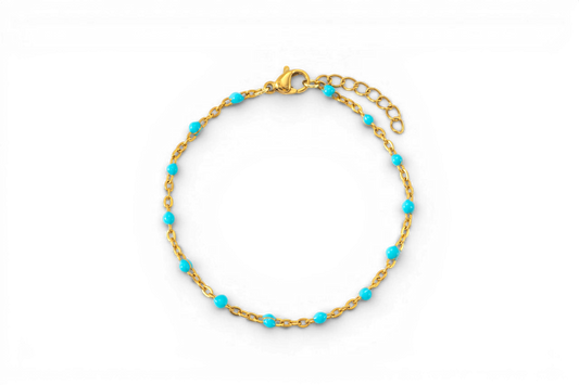 Turquoise Beaded Station Bracelet — Vanny Jewels